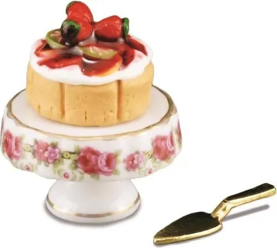 Immagine prodotto di Torta di frutta su vassoio da torta in miniatura – porcellana riccamente decorata