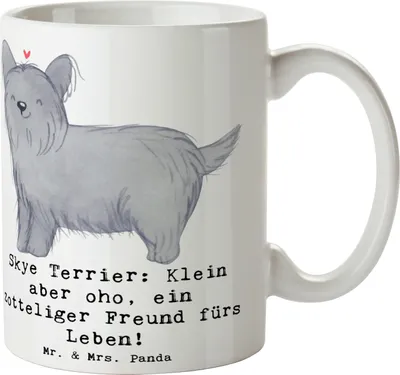 Produktbild von Mr. & Mrs. Panda Kaffeebecher Skye Terrier Freund - Weiß - Geschenk, Teetasse, Hunderasse, zotteliger Hund, weiches Fell, Trinkbecher, Jagdinstinkt, Hundeliebhaber, Tasse