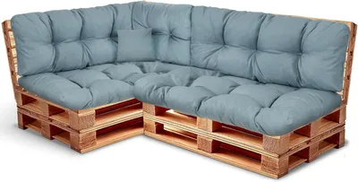 Produktbild von Best Wool rückenlehne für palettenkissen set, wetterfestes europaletten polster mit Polyurethanflockfüllung – hellblau 2×120x40, 2×120x80, 60x40, 40x40 cm