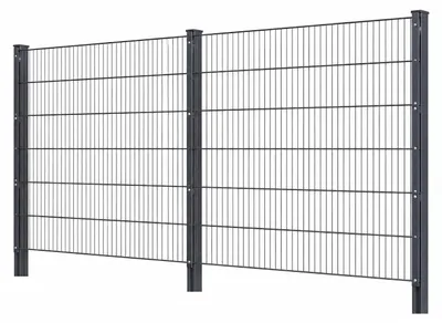 Produktbild von Doppelstabmattenzaun-Set (6/5/6) mit Abdeckleiste | 183 cm | Anthrazit | 20 m Set
