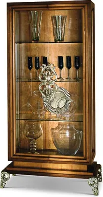 Produktbild von Casa Padrino Luxus Barock Vitrine mit 2 Glastüren Braun / Silber H. 201 cm - Barock Möbel -  Italy