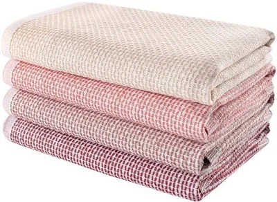 Productafbeelding van Ibenzoa® set van 4 theedoeken – 50% katoen/50% polyester, rood, 40 x 60 cm, absorberend en sneldrogend
