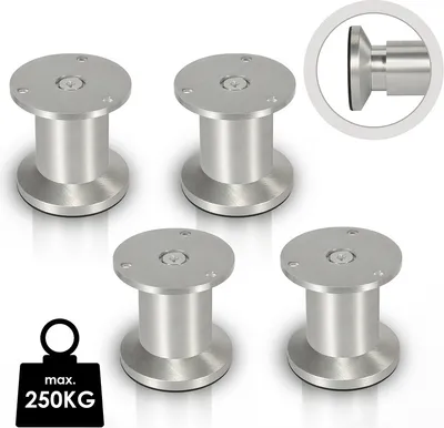 Obrázok produktu pre Jiubiaz 4x Nábytkové nohy Nábytkové nohy Hliníkové nohy Priemer 40 mm Výška 80 mm Čierna Nastaviteľná výška