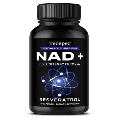 Immagine prodotto di NAD+ Resveratrolo (120 capsule) Integratore alimentare, cuore, circolazione, cervello, concentrazione, memoria, udito, occhi, muscoli, salute fisica