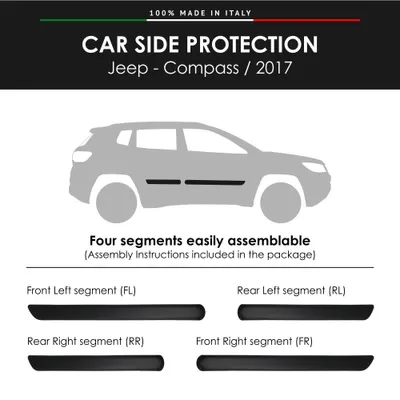 Image de Baguettes latérales pare-chocs pour Jeep Compass 2017 avec autocollant double face 3M