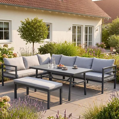 Produktbild von bellavista - Home&Garden® Gartenlounge Maia Aluminium Grau Anthrazit 8 Personen Lounge-Set