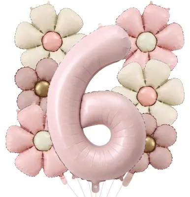 Gänseblümchen-Geburtstagsdeko für Mädchen, 7-teilig, rosa