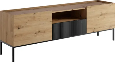 Produktbild von MIRJAN24 TV-Lowboard Como 180 2D1SZ, TV-Tisch mit zwei Drehtüren und Schublade, Stilvoll Wohnzimmer RTV-Schrank (Farbe: Artisan Eiche / Artisan Eiche + Schwarz)