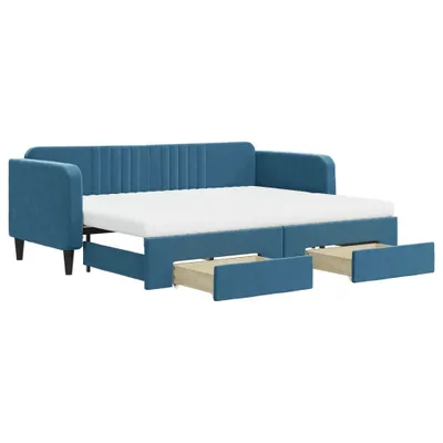 Immagine prodotto di vidaXL Letto da giorno allungabile con cassetti blu 80x200 cm in velluto