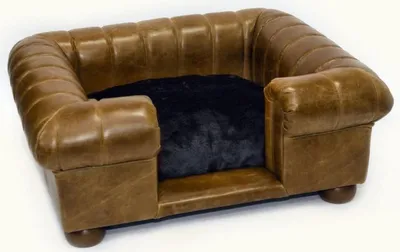 Obrázek produktu pro Casa Padrino kožený pelíšek pro psy vintage hnědý / tmavě hnědý / černý 109 x 89 x v. 37 cm - Obdélníkový pelíšek z pravé kůže - kožený nábytek pro domácí mazlíčky