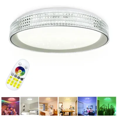 Obrázek produktu pro LED stropní svítidlo VA-Cerulean, 60W, RGB, stmívatelné, s dálkovým ovládáním, efekt hvězdné oblohy, bílé barvy, průměr 50 cm