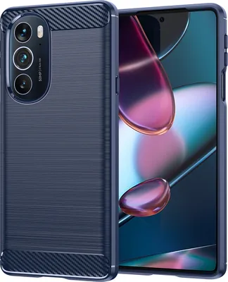 Produktbild von Motorola Edge 30 Pro Hülle, Carbon-Faser TPU Silikon Stoßfest Schutzhülle für Motorola Edge 30 Pro Blau