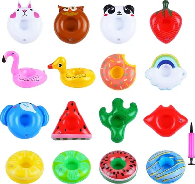 Produktbild von Aufblasbarer Getränkehalter, 17 Stück, schwimmende Untersetzer, Schwimmzeug