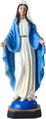Imagen del producto de Figura de María, hecha de resina, pintada a mano, 21,5 cm de altura, decoración religiosa