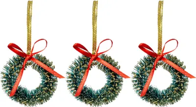 Produktbild von Weihnachtskranz-Christbaumschmuck 3 Stück grün-rot-gold 5 cm - Einheitsgröße