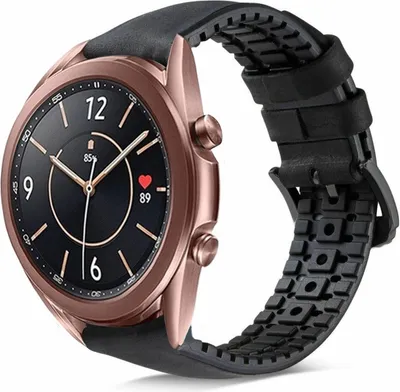 Produktbild von Strap-it Samsung Galaxy Watch 3 41mm Silikon/Lederarmband (Schwarz)