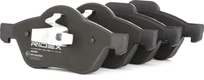 Produktbild von RIDEX 402B0471 Bremsbeläge Satz Vorne für RENAULT Clio III Schrägheck (BR0/1, CR0/1) TWINGO II (CN0) SCÉNIC II (JM0/1) MEGANE II Coupé-Cabriolet