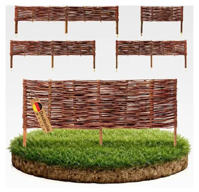 Produktbild von Beetbegrenzung aus Weide · in verschiedenen Größen · 20 cm x 100 cm 5er Set · Gartensteckzaun zur Beetumrandung · Rasenkante aus Weidengeflecht