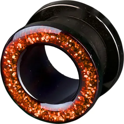 Produktbild von viva-adorno 1 Stück 10mm Flesh Tunnel Acryl Glitzerdesign zum Schrauben Z2c, Bernstein Orange