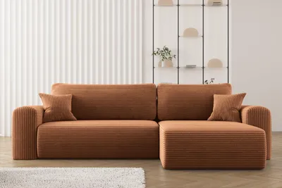 Productafbeelding van Kaiser meubels: Hoekbank met slaapfunctie, L-vormig, bekleding: Capri stof, kleur: Poso koper, uitvoering: rechts