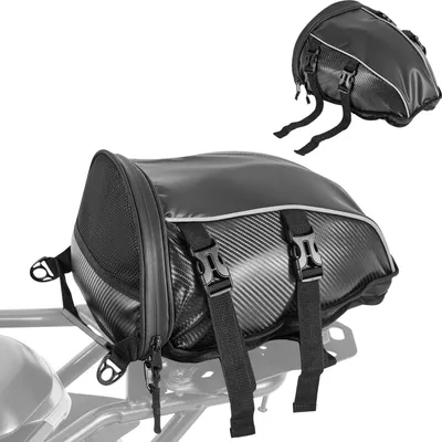 Productafbeelding van Motorfiets bagagebox, 10 liter, achterzitbagage voor motorfietsen met waterdichte regenhoes. Buitenactiviteiten, sport, motorfietsbagage, opbergruimte, kofferrek, rugzak, handtas met schouderband en binnenzak, zwart