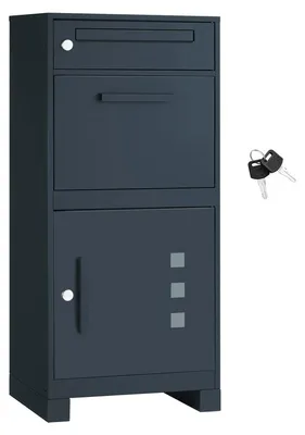 Image de Boîte aux lettres avec compartiment pour colis et fermeture sécurisée du couvercle, pour l'expédition de colis | Anthracite | 48x34x106 cm