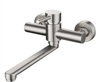 Produktbild von Wandmontage-Küchenarmatur mit Zinken, Bovenuitloop-Funktion, 1-fach, Silber