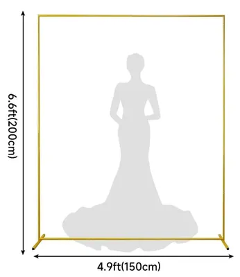 Obrázok produktu pre Kovová svadobná oblúka – nastaviteľný štvorcový rám 150x200 cm – železná konštrukcia pre dekoráciu balónmi a kvetmi – zlatá farba