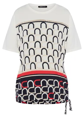 Produktbild von Frank Walder Damen T-Shirt mit grafischem Muster und Bindeband Viskose Stretch bequem