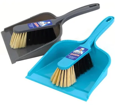 Produktbild von MR.SIGA Kehrgarnitur Selbstschließende Schaufel und Besen, 2er Pack, Blau & Grau