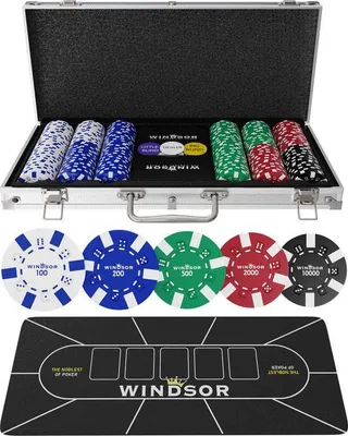 Produktbild von Windsor Windsor Poker Set - 300 Chips - Pokertuch - Blinds - Karten - Pokerchips - Pokerchips