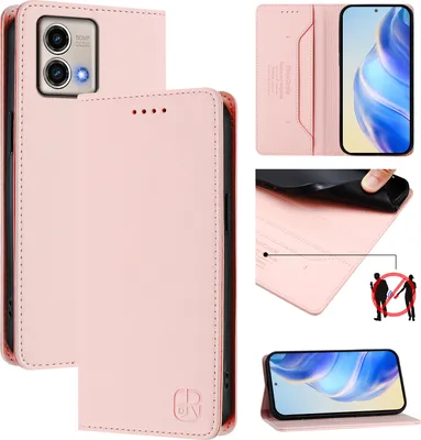 Produktbild von Lederhülle für Motorola Moto G Stylus 5G (2023) Hülle Flip Brieftasche Kartenfächern Ständer Schutzhülle Pink
