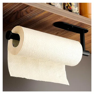Produktbild von Küchenrollenhalter ohne Bohren - Küchenpapierhalter Edelstahl Rollenhalter Schwarz Papierrollenhalter für Küche