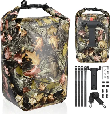 Produktbild von Bike Fork Bag 10L Rainproof Quick Release Bike Front Bag für Mountain Road Bike Long Distance Travel Bag Yellow Leaf Camouflage Sondergröße