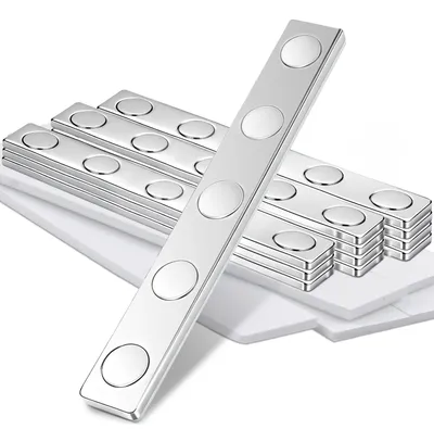Produktbild von 12 selbstklebende Magnete, starkes Magnetband, 68 x 10 x 2 mm, unzerbrechliche selbstklebende Magnete, flaches Magnetband fürs Büro, Neodym-Magnete, extra stark, groß