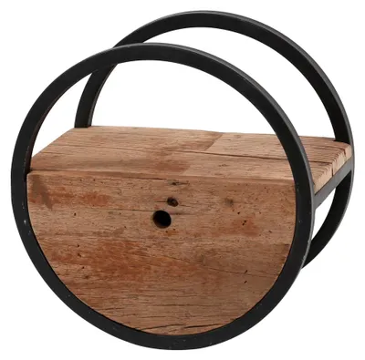 Obrázek produktu pro FURNLUX Nástěnná police kulatá béžová a hnědá a černá 40 cm / Hlavní barva: béžová / Rozměry: 40 x 40 x 25 cm