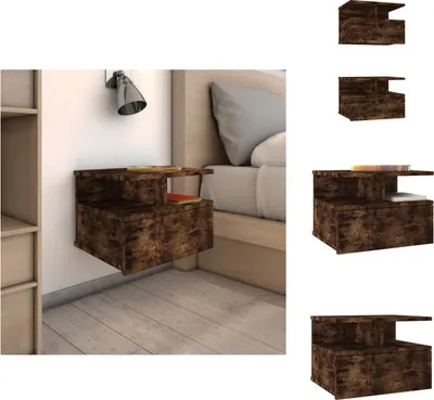Obrázek produktu pro vidaXL Noční stolek 2ks. závěsný kouřový dub 40x31x27 cm materiál na bázi dřeva - Noční stolky