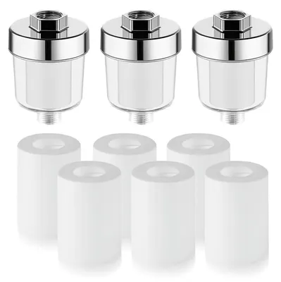 Obrázok produktu pre Filtr na vodu do sprchy, 3 kusy, s 6 náhradnými filtrami, univerzálny filter na sprchovú hlavicu pre tvrdú vodu