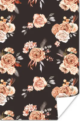Produktbild von MuchoWow® Poster Rosen - Blätter - Schwarz 40x60 cm - Plakate für die Wand - Poster Babyzimmer