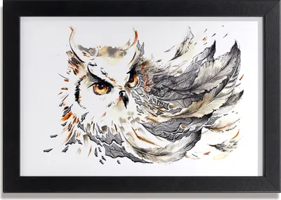 Produktbild von Bild 30x20 MDF-Rahmen, Wandkunst Eule