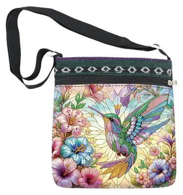 Immagine prodotto di Borsa per il diamond painting, borsa da viaggio, beauty case con accessori, colibrì, fiori