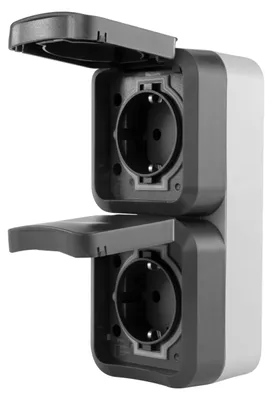Immagine prodotto di Prese multiple per ambienti umidi, 2 prese, grado di protezione IP55, da installare verticalmente