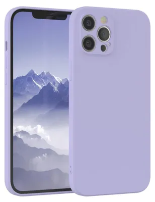 A purple phone case is shown next to an iPhone 12 Pro Max.