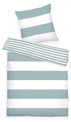 Produktbild von TOM TAILOR Renforcé-Bettwäsche, 80x80 cm + 135x200 cm, 100% Baumwolle/Renforcé, mit Wendemotiv und Markenreißverschluss, SIENA, Weiß, Türkis (Fresh Sage)