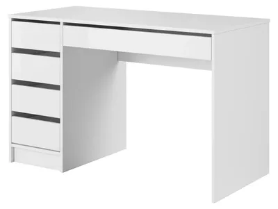 Produktbild von Schreibtisch Schminktisch MIA 120 cm Weiß Hochglanz 5 Schubladen Universal Montierbar Modern