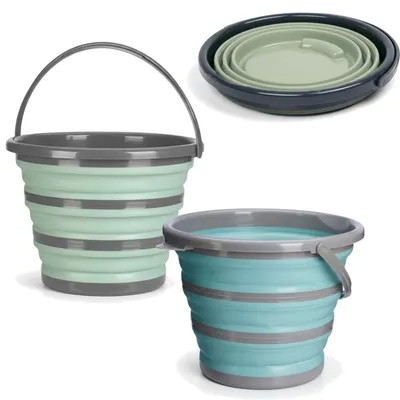 Produktbild von LS-LebenStil Flexibler Putzeimer 10L 35x24cm faltbar mit Griff Falteimer Wassereimer Camping TRT Kunststoff ähnlich Silikon Eimer Angeleimer