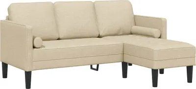 Produktbild von vidaXL Sofa Set mit Kissen Creme Polyester