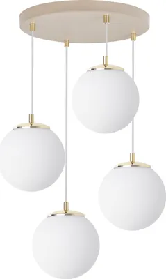 Produktbild von Florence Pendelleuchte Kaschmir Gold – 4 flammig mit weissem Schirm E14