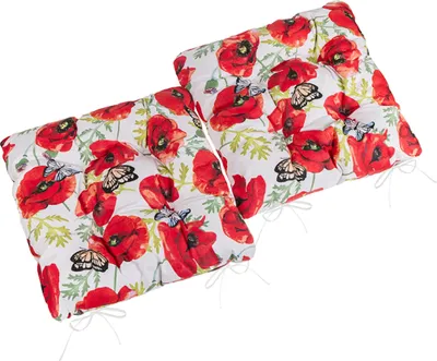 Produktbild von Berta gestepptes Sitzkissen - SET 2tlg - 40x40 cm - Rot, Weiß, Grün