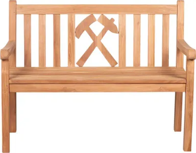 Produktbild von deVries Gartenbank WOODIE Glück auf aus Teakholz Bergbau Bank 120 x 60 x 89 cm
